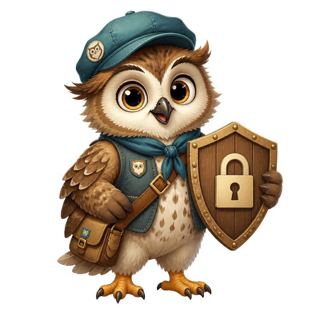Little OWL mascot as a young explorer, matching the tween (8β12) age mode.